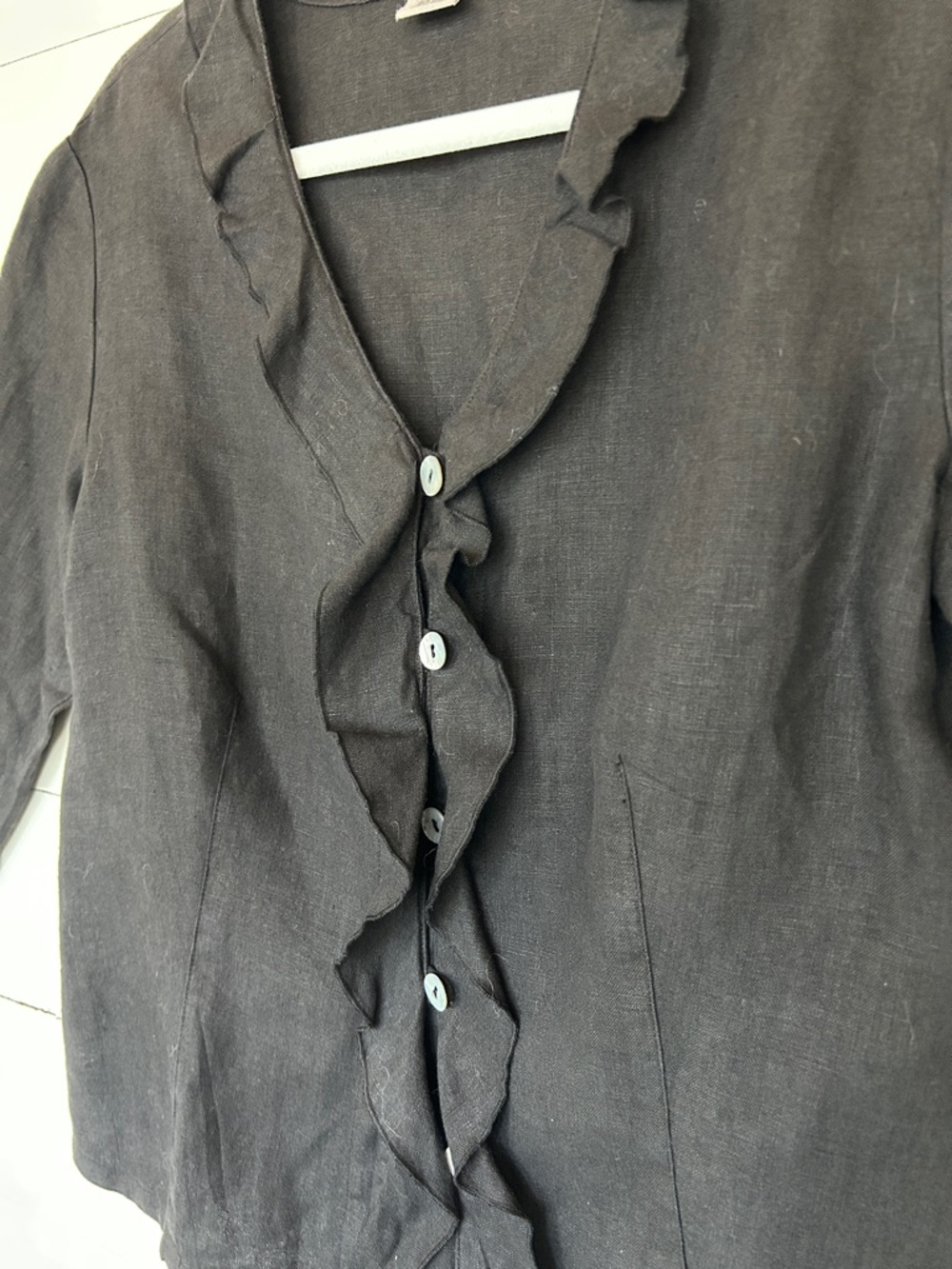 Orvis Black Linen Blouse Size Small - Picture 3 of 4